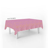 Pink Rectangular Shiny Metallic Tinsel Foil Star Print Reusable Table Cover 1.37mX1.83m for Indoor Outdoor Party Birthday,Wedding,Christmas,Buffet Parties,Camping