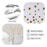 White Rectangular Shiny Metallic Tinsel Foil Gold/ Rose Gold Star Print Reusable Table Cover 1.37mX1.83m for Indoor Outdoor Party Birthday,Wedding,Christmas,Buffet Parties,Camping