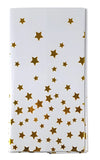 White Rectangular Shiny Metallic Tinsel Foil Gold/ Rose Gold Star Print Reusable Table Cover 1.37mX1.83m for Indoor Outdoor Party Birthday,Wedding,Christmas,Buffet Parties,Camping