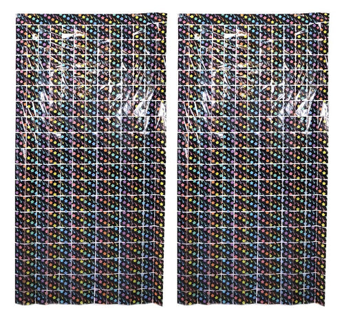 Rectangle Box Multi Coloured Printed Fringe Foil Streamer Curtains 3 ft x 6 ft for Birthday, Anniversaries, Graduation, Retirement, Baby Shower - Pack of 2(Assorted Color)
