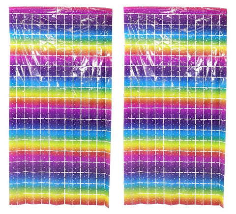 Rectangle Box Multi Shaded Printed Fringe Foil Streamer Curtains 3 ft x 6 ft for Birthday, Anniversaries, Graduation, Retirement, Baby Shower - Pack of 1 (Assorted Color)