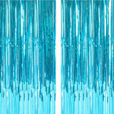 Metallic Fringe Light Blue Curtains Size 3 ft x 6 ft for Birthday, Anniversaries, Graduation, Retirement, Baby Shower, New Year Backdrop Decoration- Pack of 1