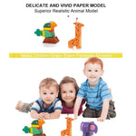 DIY Scissor Skills Fold & Paste Paper Craft 3D Paper Animal Toy Figures with Children Scissor- Pack of 5 Animals Craft