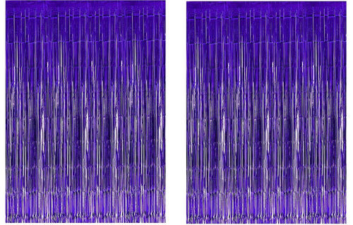 Metallic Fringe Purple Curtains Size 3 ft x 6 ft for Birthday, Anniversaries, Graduation, Retirement, Baby Shower, New Year Backdrop Decoration- Pack of 2