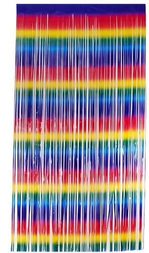 Multi Shaded Rainbow Macron Pastel Fringe Foil Curtains 3 ft x 6 ft for Birthday, Anniversaries, Graduation, Retirement, Baby Shower, New Year Backdrop Decoration- Pack of 1 (Assorted Color)