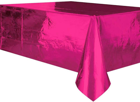 Pink Rectangular Shiny Metallic Tinsel Foil Solid Color Reusable Table Cover 1.37mX1.83m for Indoor Outdoor Party Birthday,Wedding,Thanksgiving,Christmas,Buffet Parties,Camping