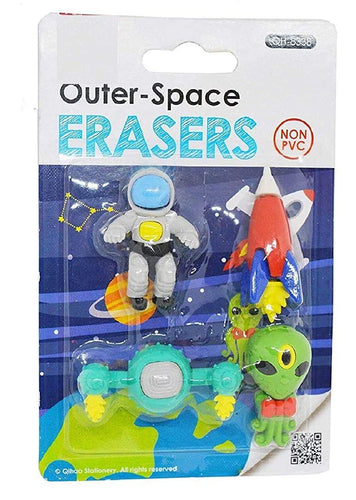 Cutest Global Astronaut Outer Space Solar Pattern Erasers - Set of 1 for Birthday Gifts for Kids (Total 4 Erasers) for Birthday Return Gifts (Assorted Design)