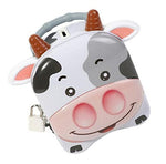 Cute Cow Money Safe Piggy Bank with Lock, Savings Bank for Kids, Made of Tin Metal - Pack of 1