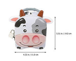 Cute Cow Money Safe Piggy Bank with Lock, Savings Bank for Kids, Made of Tin Metal - Pack of 1