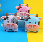 Cute Cow Money Safe Piggy Bank with Lock, Savings Bank for Kids, Made of Tin Metal - Pack of 1