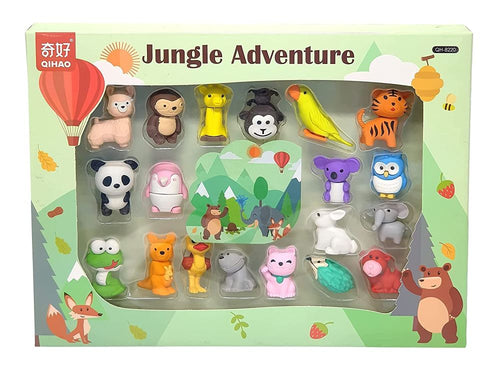 Wild and Domestic Animals Theme Fancy Puzzle Take It Apart Erasers for Kids Stationery Kit for Kids Return Gifts for Kids (19 Pieces, Assorted Designs)