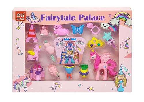 Unicorn Princess Fairy Tale Theme Fancy Puzzle Take It Apart Erasers for Kids Stationery Kit for Kids Return Gifts for Kids (15 Pieces, Assorted Designs)