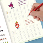 Sank Magic Practice Copybook, (4 Book + 1 Pen + 10 Refill+1 Grip) Number Tracing Book for Preschoolers with Pen, Magic Calligraphy Books for Kids Reusable Writing Tool