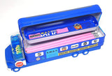 Double Decker Multi Level Metal SWAT Bus Pencil Case with Movable Wheels for Boys- Pack of 1 (Assorted Colours and Print)