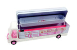 Hello Kitty Print Double Decker Bus Shaped Multi Level Metal Pencil Box with Movable Wheels for Girls- Pack of 1 (Assorted Colours and Print),Standard