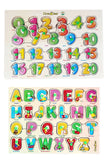 Set of 2 Wooden Learning Board- Capital Letter Learning Board for Kids, 123 Number Learning Board for Kids, Educational Board for Kid (Capital Letter & Numbers)