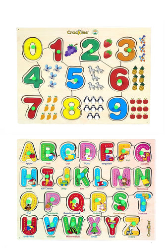 Set of 2 Wooden Learning Board- Capital Letter Learning Board for Kids, 123 Number (0-9) Learning Board for Kids, Educational Board for Kid (Capital Letter & Numbers)