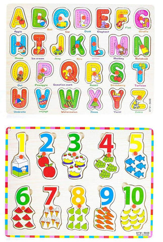 Set of 2 Wooden Learning Board- Capital Letter Learning Board for Kids, 123 Number (1-10) Learning Board for Kids, Educational Board for Kid (Capital Letter & Numbers)