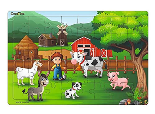 40 Pc Paperless Wooden MDF Jigsaw Puzzle Animal Farm-Pack of 1