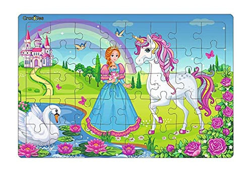 40 Pc Paperless Wooden MDF Jigsaw Puzzle Fairy Princess Unicorn -Pack of 1