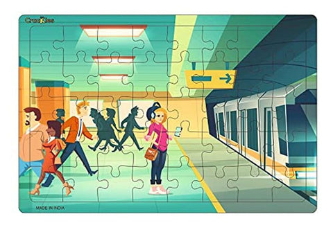40 Pc Paperless Wooden MDF Jigsaw Puzzle Subway Metro Station Theme-Pack of 1