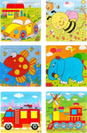 Wood Jigsaw Puzzles for Children- Pack of 12 Different Designs with 9 Piece Puzzle in a Frame Board (14.5X14.5 cm) (Random Pattern Will Be Sent, Birthday Return Gifta)