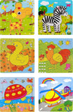 Wood Jigsaw Puzzles for Children- Pack of 12 Different Designs with 9 Piece Puzzle in a Frame Board (14.5X14.5 cm) (Random Pattern Will Be Sent, Birthday Return Gifta)