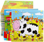 Wood Jigsaw Puzzles for Children- Pack of 12 Different Designs with 9 Piece Puzzle in a Frame Board (14.5X14.5 cm) (Random Pattern Will Be Sent, Birthday Return Gifta)