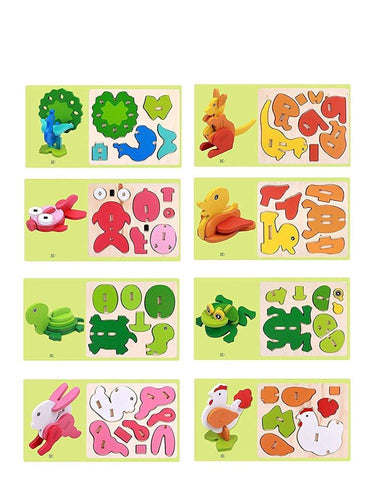 Early Age 3D Wood Jigsaw Puzzles In Animals Shapes (Multicolor, Pack Of 3)