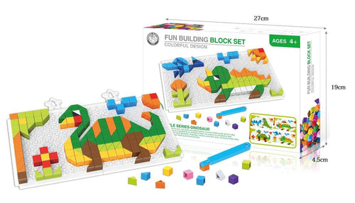 210 Pc DIY Dinosaur Tiles Building Blocks Puzzle with Base Plate, Multicolor