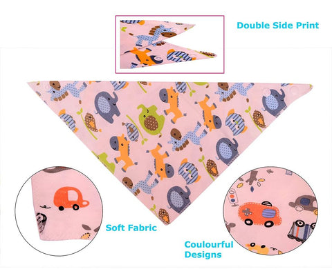 Absorbent Adjustable Size Printed Cotton Bandana Drool Bibs for Baby Boys and Girls - Pack of 1