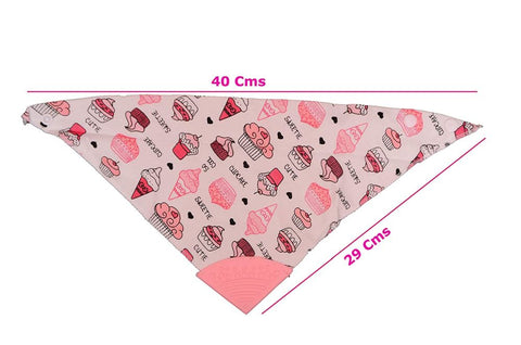 Absorbent Adjustable Size Printed Cotton Bandana Drool Bibs with Teether for Baby Girls - Pack of 1