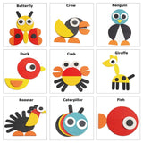 Animal Wooden Pattern Blocks for Various Puzzles and Innovative Shapes with Illustration Cards