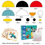 Animal Wooden Pattern Blocks for Various Puzzles and Innovative Shapes with Illustration Cards