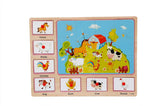 MDF Wooden Early Age 2 in 1 Jigsaw Puzzle and Pegged Puzzle for Kids with Knobs (Random Theme)- Pack of 1