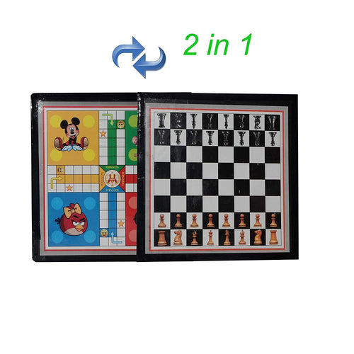 2 in 1 Ludo and Chess Wooden Board Strategy Mind Game