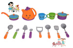 Pretend Play Solid Colour Tea Party Kitchen Play Set Toy with Teapot, Cups Pretend Play Cooking Set, Toy Pots N Pans, Cookware, Utensils