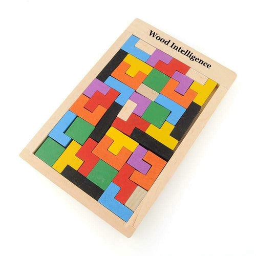 Wooden Tetris Russian Block Jigsaw Puzzle Toy (Multicolor)