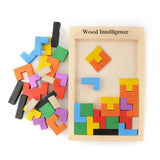 Wooden Tetris Russian Block Jigsaw Puzzle Toy (Multicolor)