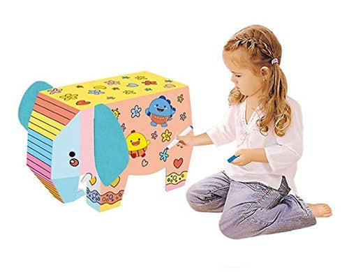 DIY 3D Paper Cardboard Folding Puzzle Craft & Colouring Activity Toy for Kid & Parents