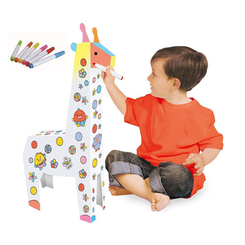 DIY 3D Paper Cardboard Folding Coloring Craft & Puzzle Toy Giraffe