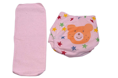 Premium Quality Adjustable & Reusable Baby Washable Cloth Diaper Nappies with Wet-Free Inserts for Babies/Infants/Toddlers |Age 0 to 2 Years|Pack of 1 (Random Color)